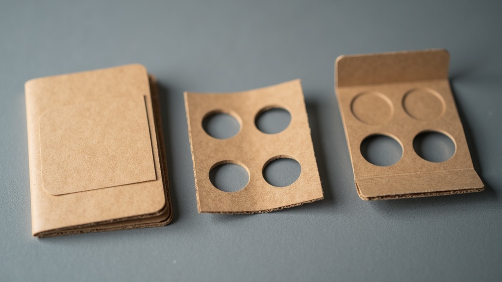 Coin folder, two-by-two cardboard holder, and plastic coin capsule compared side by side