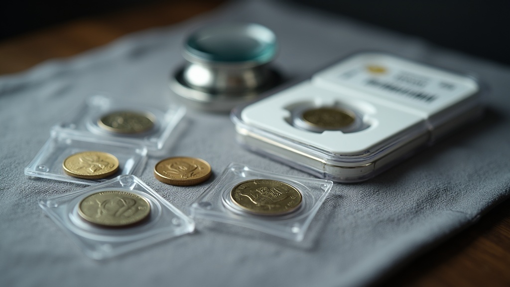 Coins in protective flips and a graded slab illustrating what to expect at a coin show