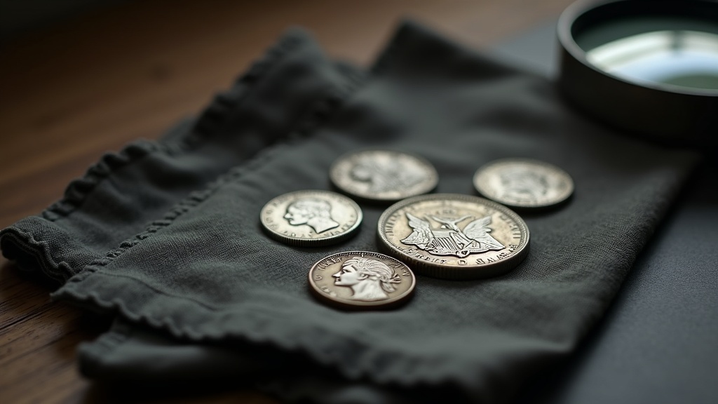 Early American silver coins from the Draped Bust era displayed with a magnifying loupe