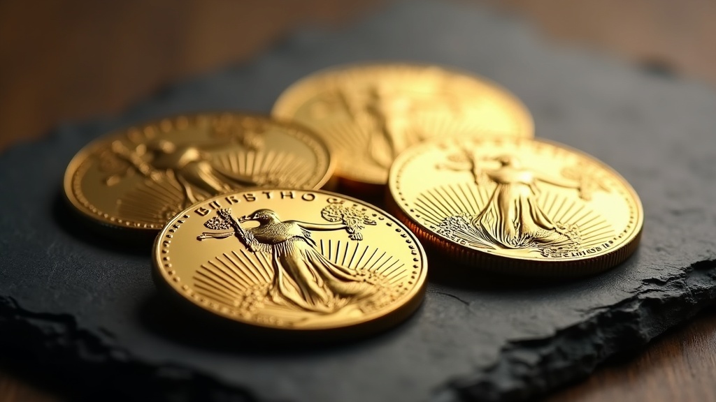 American Gold Eagle coins showing obverse and reverse designs on a neutral surface