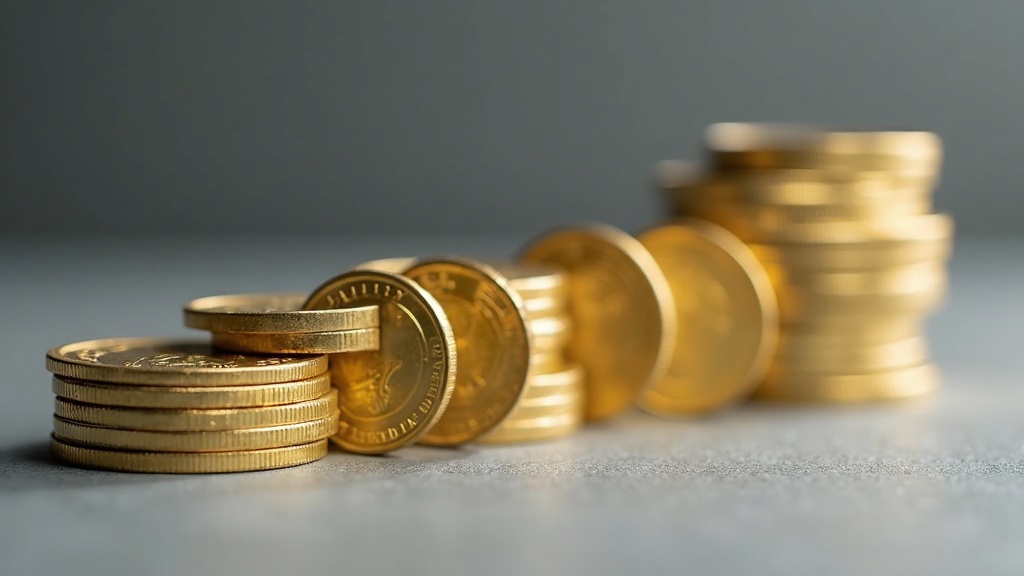 Gold and silver bullion coins of different sizes including 1 oz and fractional weights on a neutral surface