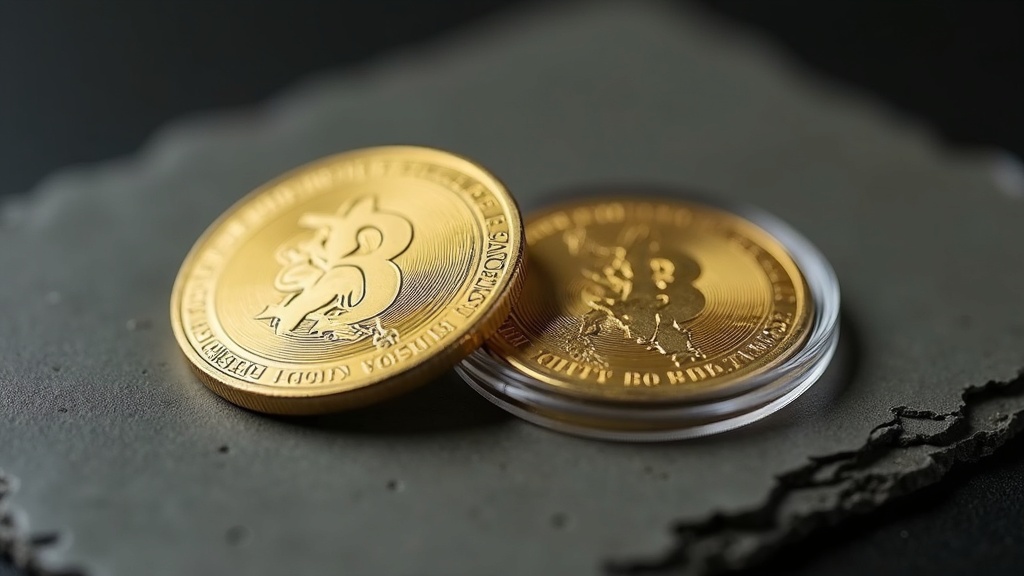 Gold bullion coin next to a numismatic coin illustrating liquidity differences between bullion and numismatic coins