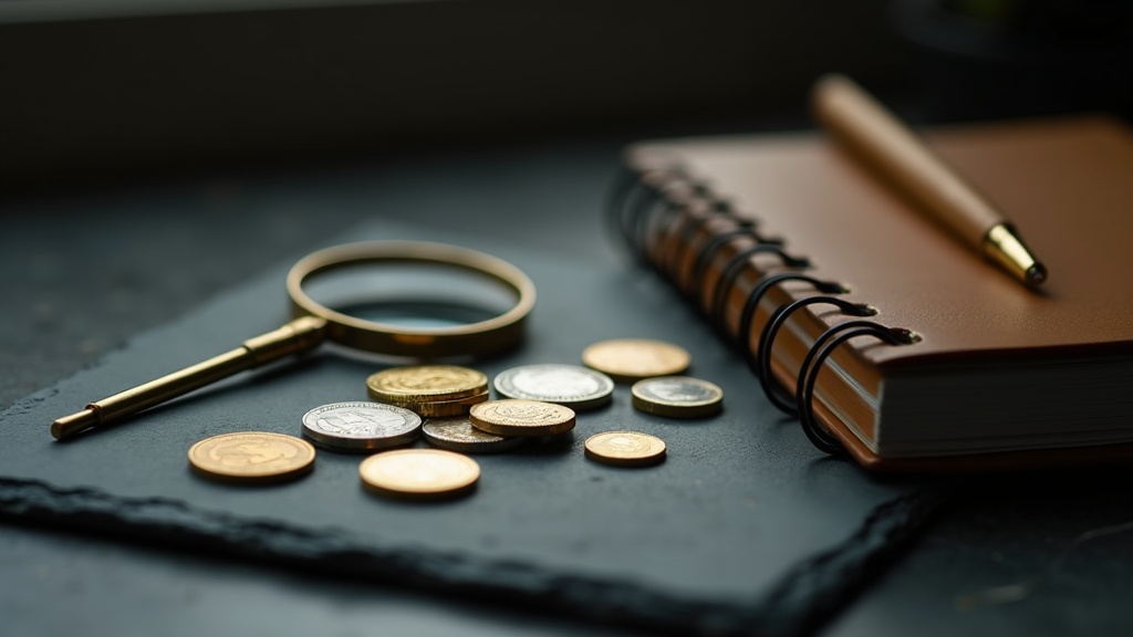 Gold and silver coins arranged on a neutral surface illustrating capital gains considerations for collectibles