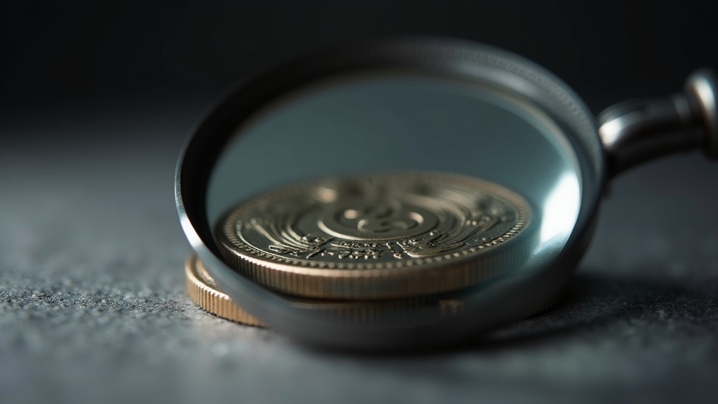 Macro photo of a coin error type showing an off-center strike