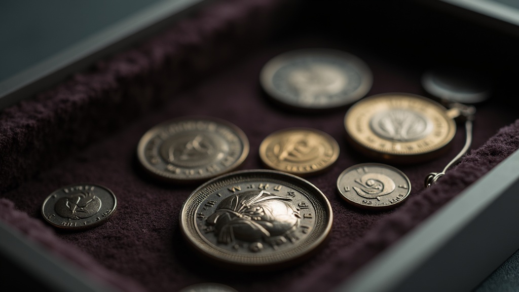 Coin appraisal setup showing loupe and coins for insurance valuation
