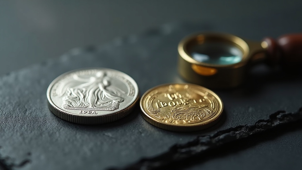 Vintage collectible coin next to a modern bullion coin illustrating collecting versus investing motivations