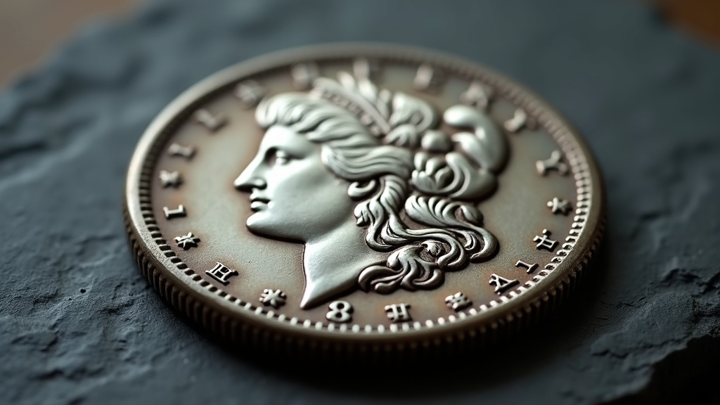 Draped Bust silver dollar coin showing early American coinage design details