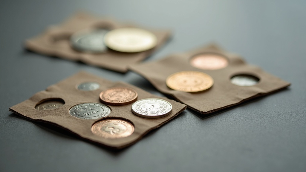 Uncirculated coins stored in individual holders demonstrating how to store coins to prevent damage
