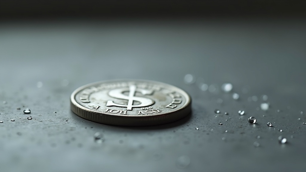 Silver coin showing early toning effects from humidity exposure