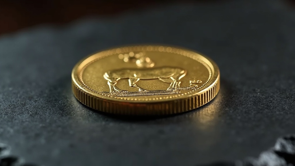 Gold Krugerrand coin showing springbok design, illustrating the history and design of the Krugerrand