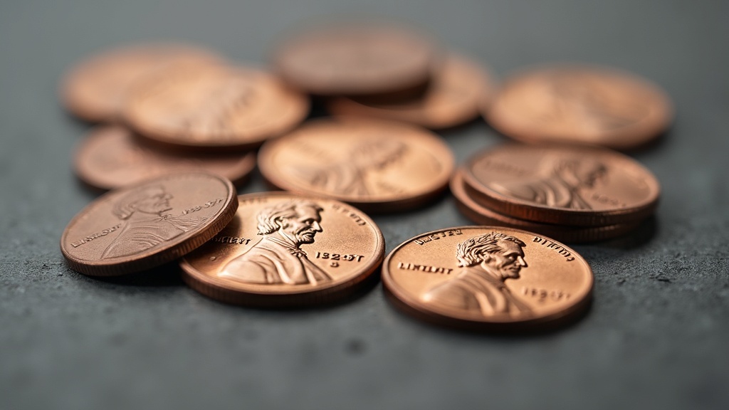 Close-up of Lincoln Wheat Pennies showing the wheat stalk reverse design