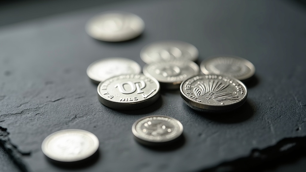 Platinum and palladium bullion coins photographed in close detail on a neutral surface