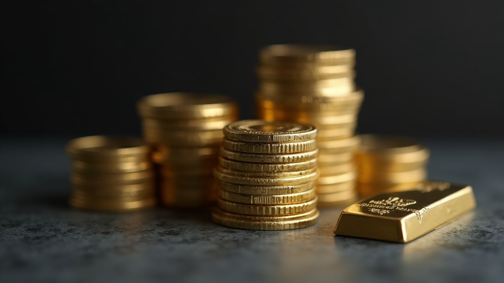 Gold and silver bullion coins representing a precious metals IRA on a neutral surface