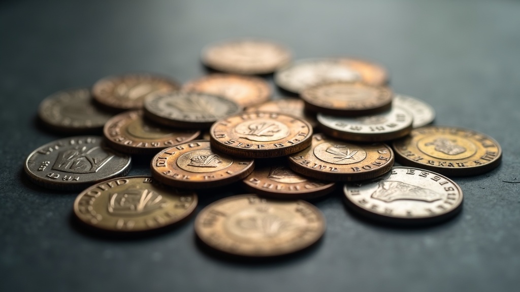 Macro photo showing the date and mint mark on several US coins