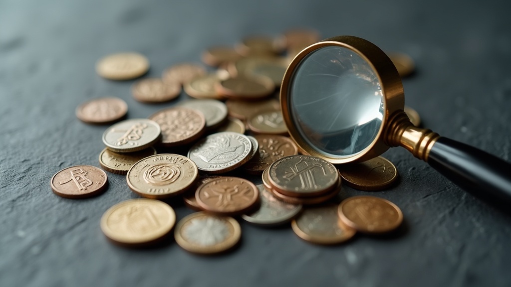 Assortment of coins arranged on a neutral surface for someone learning how to start a coin collection