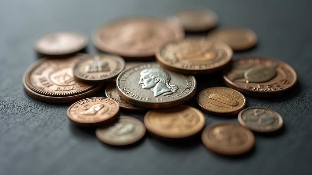 Assortment of historic US coins showing mint marks from different branch mints