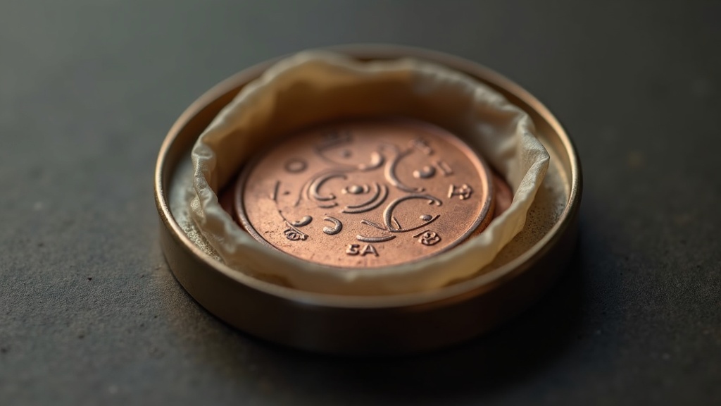 Coin with natural patina in a protective flip demonstrating original surfaces on a collectible coin