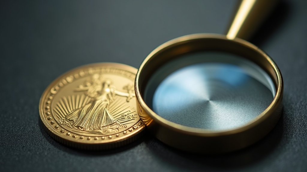 Loupe and graded coin slab used to examine a bullion coin before purchase