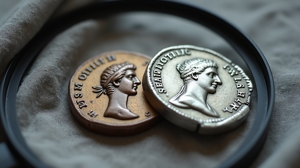 Ancient Roman bronze and silver coins used to illustrate Republic versus Empire coinage
