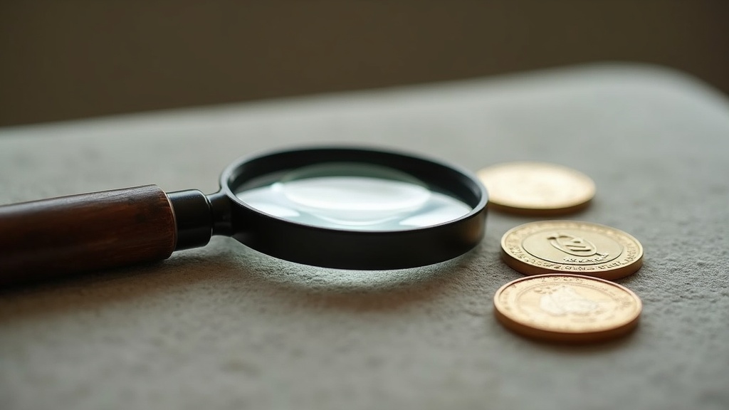 Loupe used to examine token and medal details in a coin collection