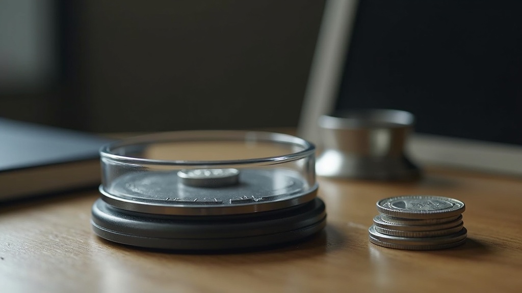Precision scale weighing a silver coin to illustrate how weight affects melt value calculations